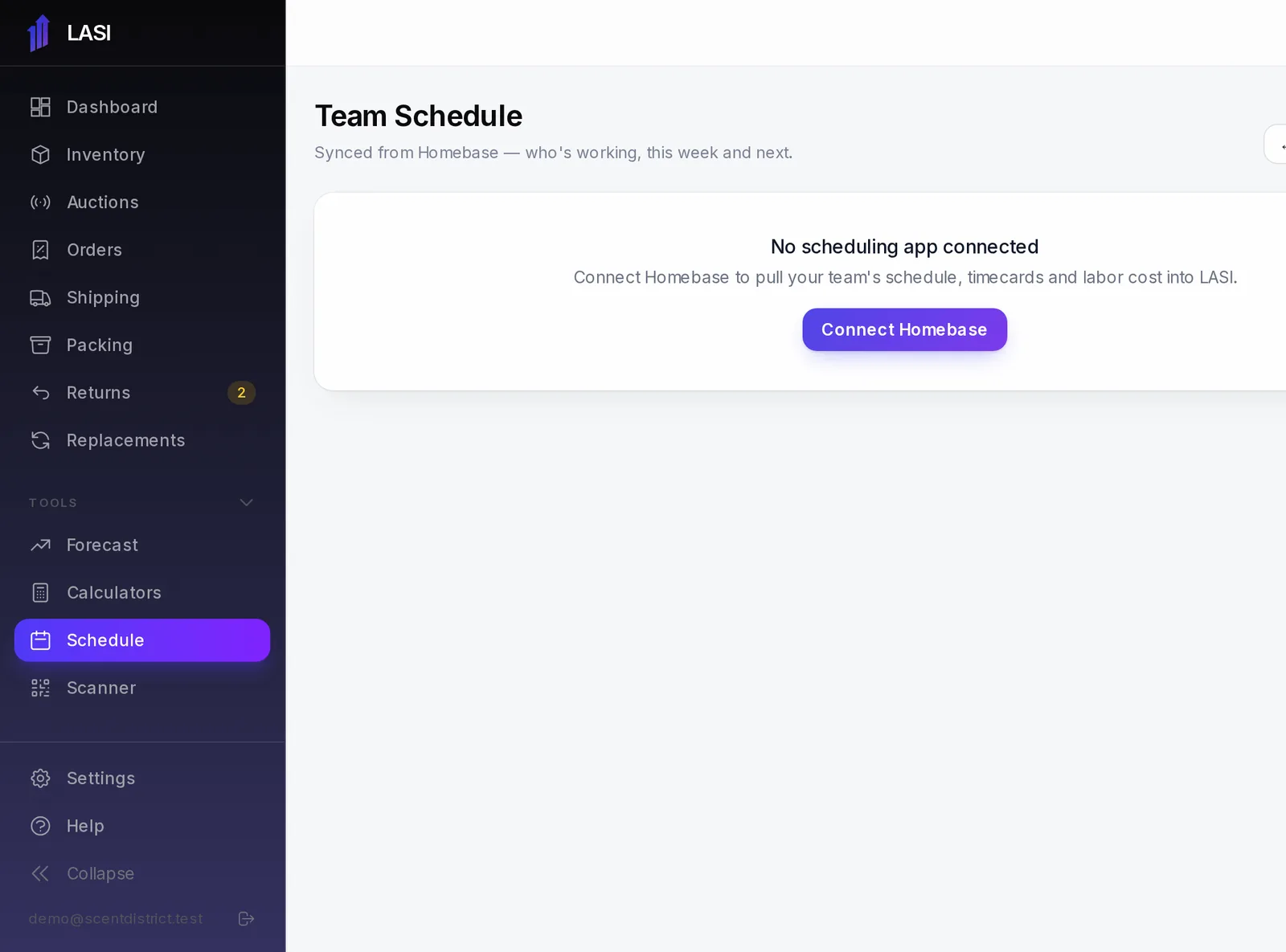 The Team Schedule as an admin sees it, with the labor strip on top.