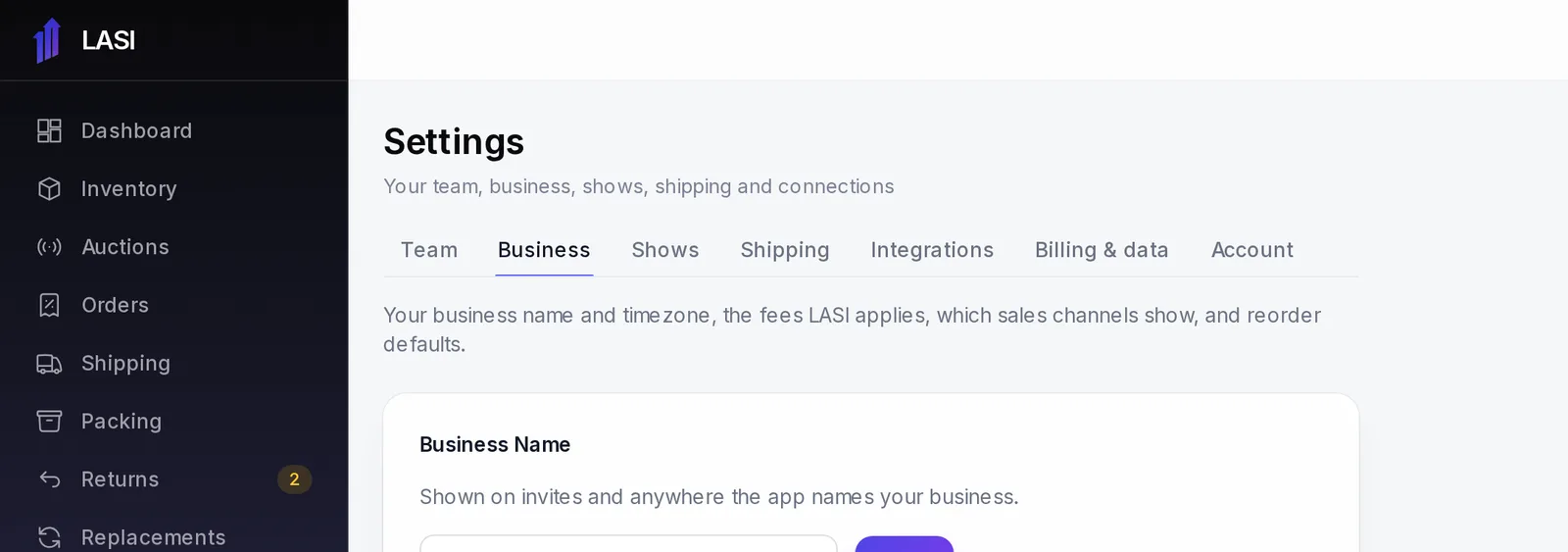 Settings shows one group at a time; the tab is part of the page’s address.
