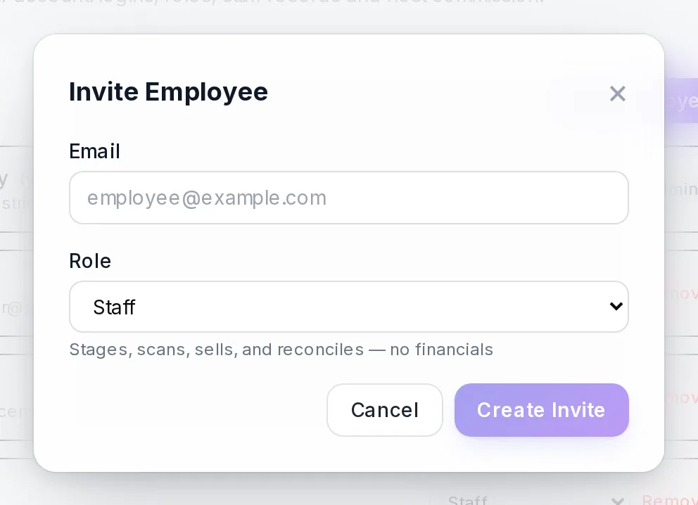 Pick the role when you create the invite; the join link does the rest.